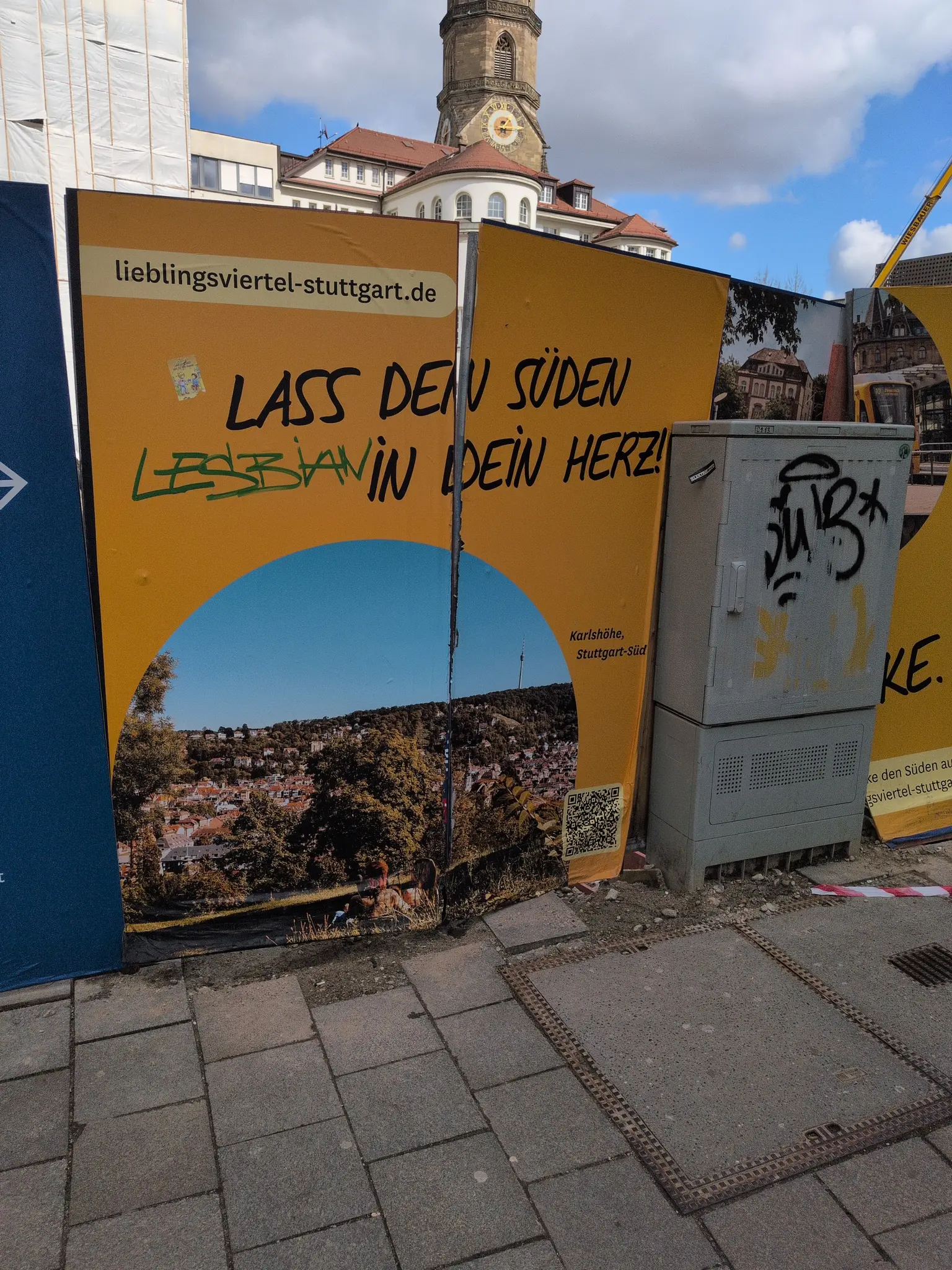 AD Poster for Stuttgart:
Lass den Süden in dein Herz!
with "lesbian" added before the "in"