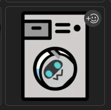 neobot in a washingmachine emoji in the signal sticker pack creator UI