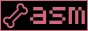 pink text asm, a dog bone