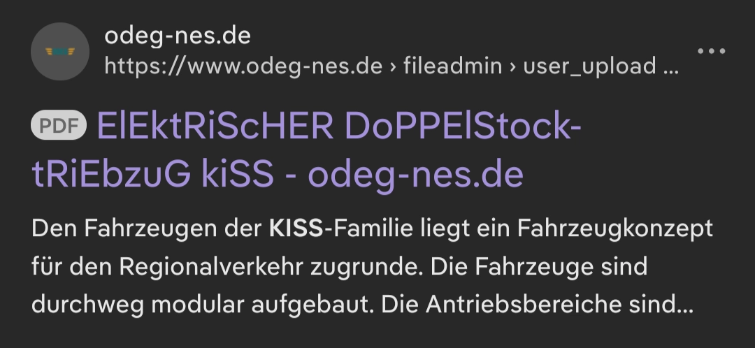 web search result about the odeg Stadler Kiss train, it's in that meme random capitalization